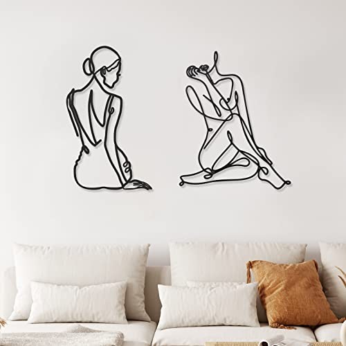 2 Pcs Metal Minimalist Wall Art Decor Abstract Woman Home Decor Room Decor - Picture 2 of 8