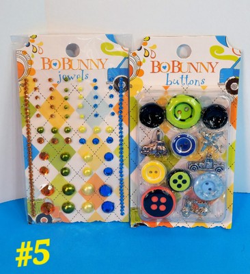 RETIRED BO BUNNY ''ON THE GO'' COLLECTION JEWELS & BUTTONS BOYS SCRAPBOOK Trains