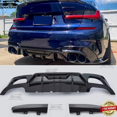 For 2019-2022 BMW 3 Series 330i M340i G20 M Sport Rear Diffuser Gloss Black