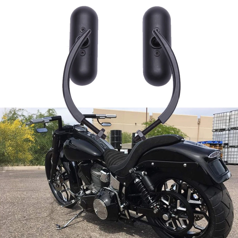 Mini espejo retrovisor ovalado negro para motocicleta para Harley Davidson V ROD VROD VRSCF Foto 4 de 4