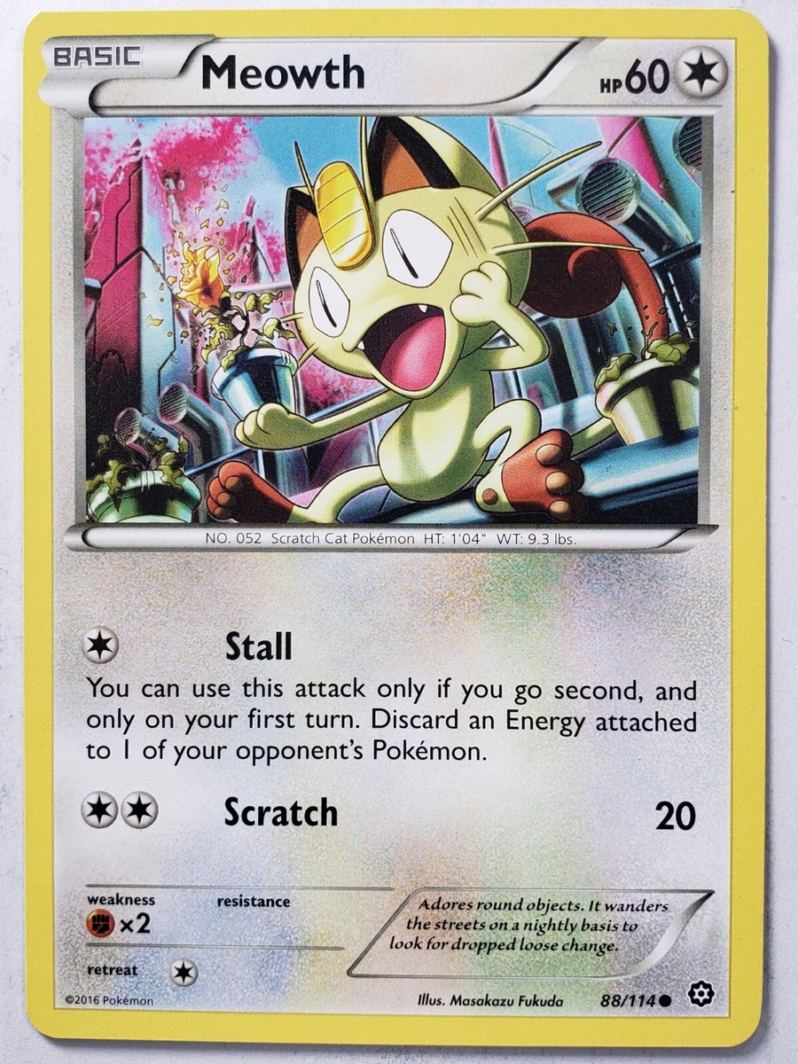 Meowth 88/114 - VLP / NM - XY Steam Siege Pokemon Card - Masakazu