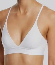$60 Skin Women's White Stretch Hadlee Organic Cotton Bralette Bra Size XS