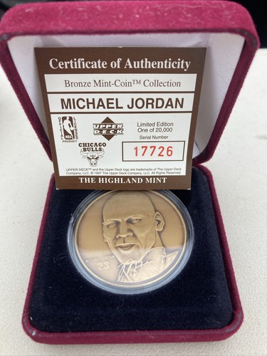 MICHAEL JORDAN BRONZE COIN UPPER DECK 25,000 PRODUCED - Afbeelding 1 van 3