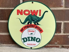 Sinclair Dino gasoline vintage Style advertising sign garage man cave round