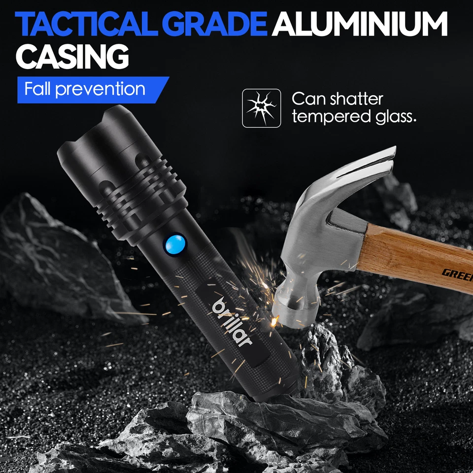4000 Lumen Brillar Commander USB Rechargeable Torch Flashlight Heavy Duty 30cm - image 4 of 4