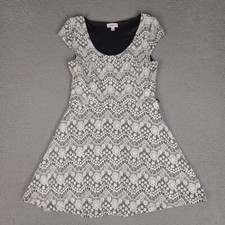 Candies Dress Womens Large White Floral Mini Embroidered Scoop Neck