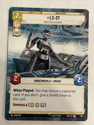L3-37 465 Hyperspace NON Foil Star Wars Unlimited Shadows Of The Galaxy SHD - 第 1/2 張圖片