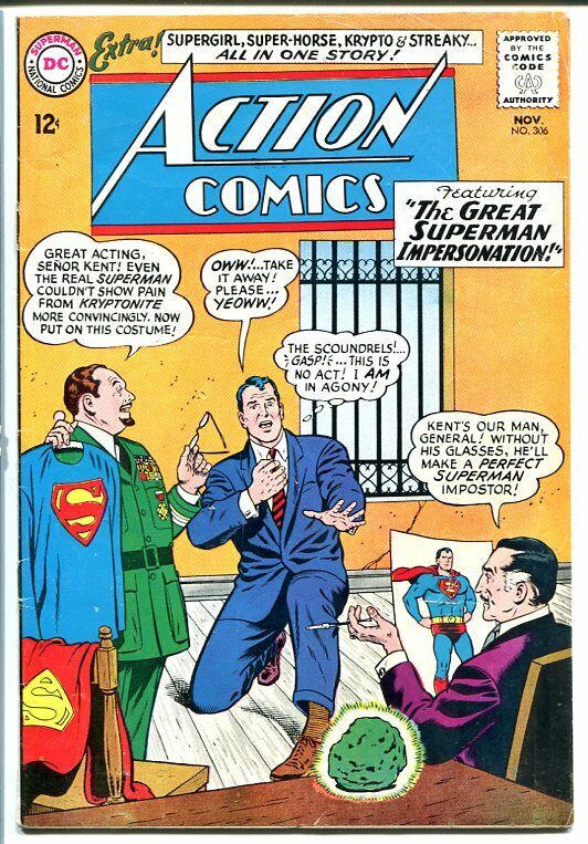 ACTION COMICS #306 1963-Superman-Kryptonite cover-l@@k! VG ACTION COMICS #306 1963-Superman-Kryptonite cover-l@@k! VG
