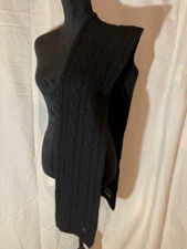 RALPH LAUREN BLACK LAMBSWOOL/ANGORA CABLE KNIT SCARF 64" X 7.5" EXCELLENT COND