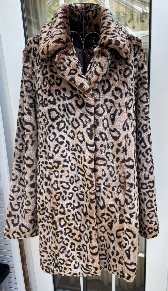 Lovely Miss Selfridge Faux Fur Animal Print Coat BNWOT UK