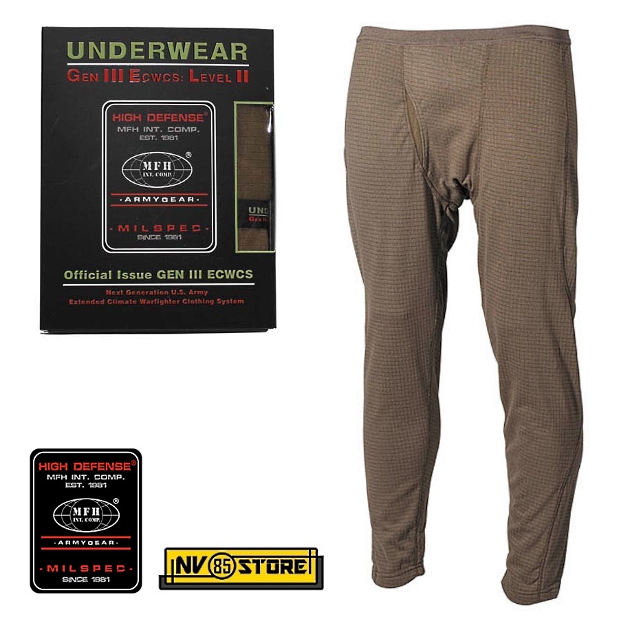 MFH Uomo US Level II Gen III Pantaloni Termici OD Verde Taglia S