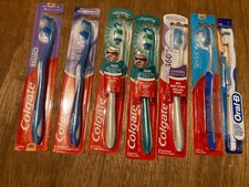 Large toothbrush, dental floss lot, Colgate, Oral-B, J J