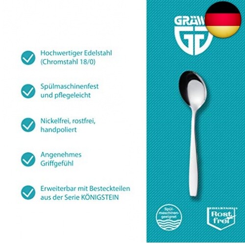 GRÄWE Kaffeelöffel aus Edelstahl, 12er Pack, handpoliert, spülmaschinengeeignet - Bild 2 von 4