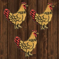 Chicken Embroidered Patch —  Farm Hens - 3-Pack -(Iron On)