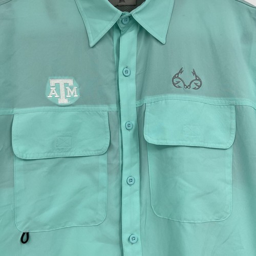 Texas A&M Aggies Realtree Fishing Shirt Short Sleeve Vented Light Green Mens L - Picture 2 of 6