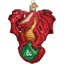 Old World Christmas Glass Ornament, Dungeons & Dragons Red Dragon w/OWC Gift Box