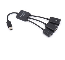 HUB Adapter 3 in1 USB-C Male to USB 2.0 Female OTG Cable Power Supply Type-C 3.1