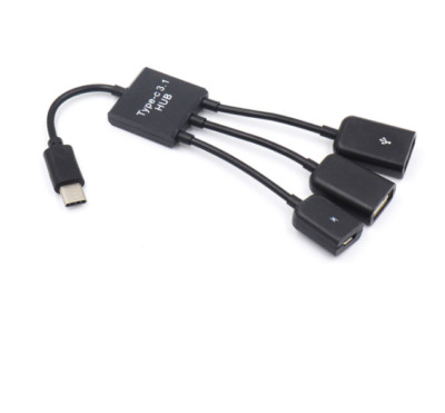HUB Adapter 3 in1 USB-C Male to USB 2.0 Female OTG Cable Power Supply Type-C 3.1