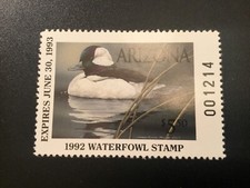 ICOLLECTZONE US Arizona 1992 #6 Duck Stamp XF NH 