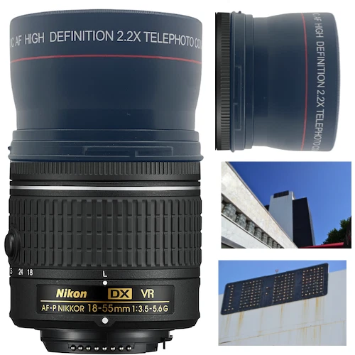 PRO 2X ZOOM Telephoto Lens for Nikon AF-P DX NIKKOR 18-55mm f/3.5