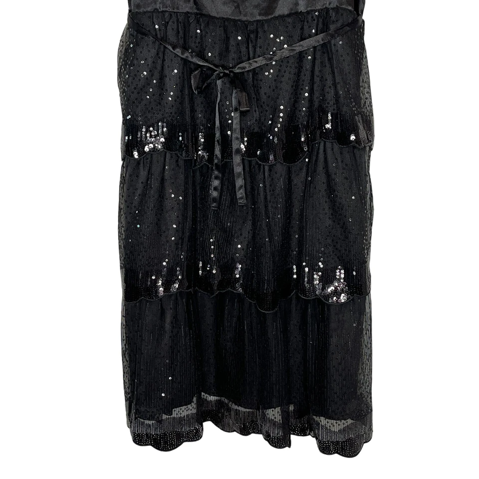 Vestido Justice Niñas Sin Mangas Lentejuelas Volantes en Niveles Talla 16 Niños Negro Sólido Foto 3 de 4