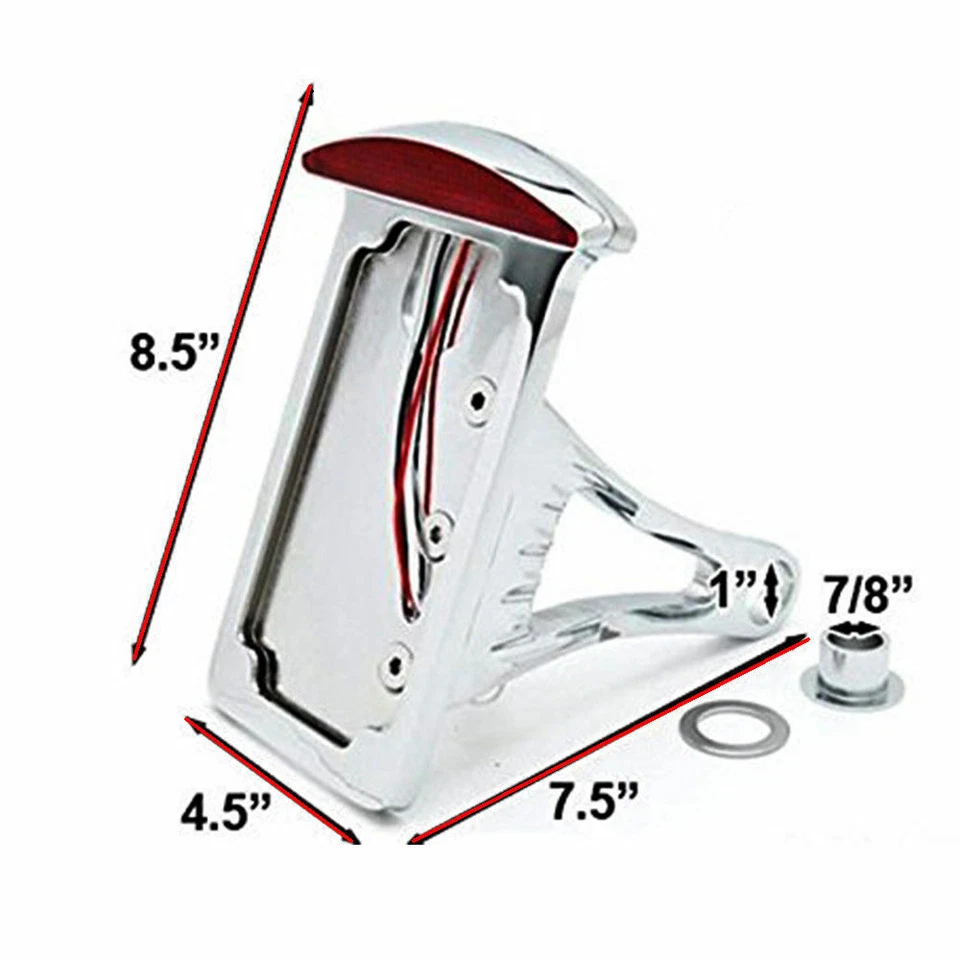 Luz trasera con soporte de matrícula de montaje lateral cromado para moto bobber chopper Foto 2 de 4