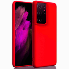 RED Liquid Silicone Gel Rubber Shockproof Case Cover for Samsung S21 Ultra 5G