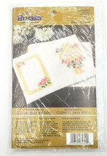 Vtg. Bucilla Bible Cover 5.5" x 8.5" Wild Rose Stamped Cross Stitch Kit WM65609