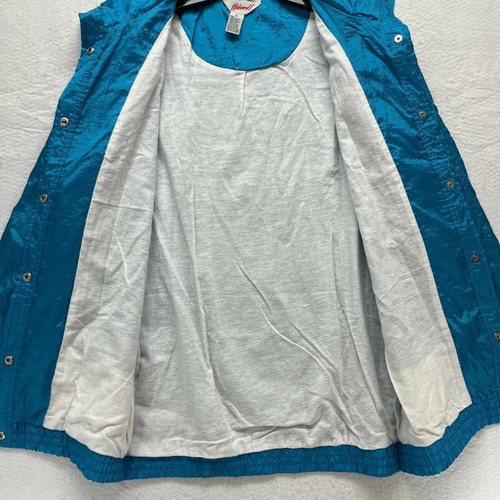 Vintage Haband Windbreaker Jacket Women's Size M - Turquoise Blue Nylon - Picture 6 of 11