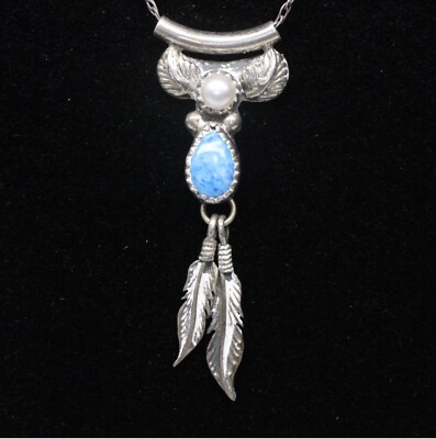 Running Bear Denim Lapis Pearl Silver Feather Southwestern