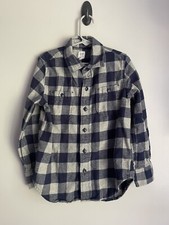 Gap Kids Boys Small 6-7 Flannel Button Up Shirts Buffalo Check Plaid Blue Gray