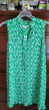Emma & Michele Fully-lined Pleated Dress - Green/White - Size M.