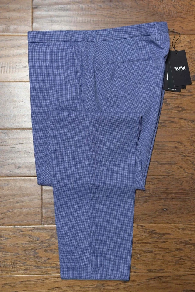 HUGO BOSS Hombre Wenten Extra Ajustado Lana Vestido Pantalones Dobladillo Eu 54 - Imagen 2 de 4