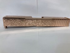 Custom DEEP Laser engraved Glock 19 Slide Gen3 g19 scrolls and skulls rose gold