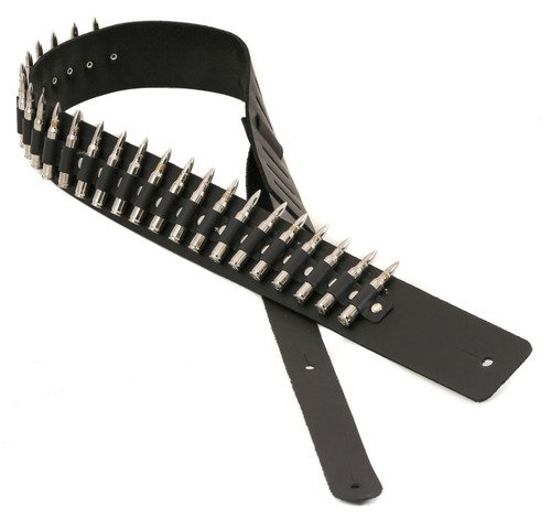 Bullet Guitar Strap .223 Caliber Nickel Shell Tips Punk Rock Thrash Metal USA - Picture 9 of 10