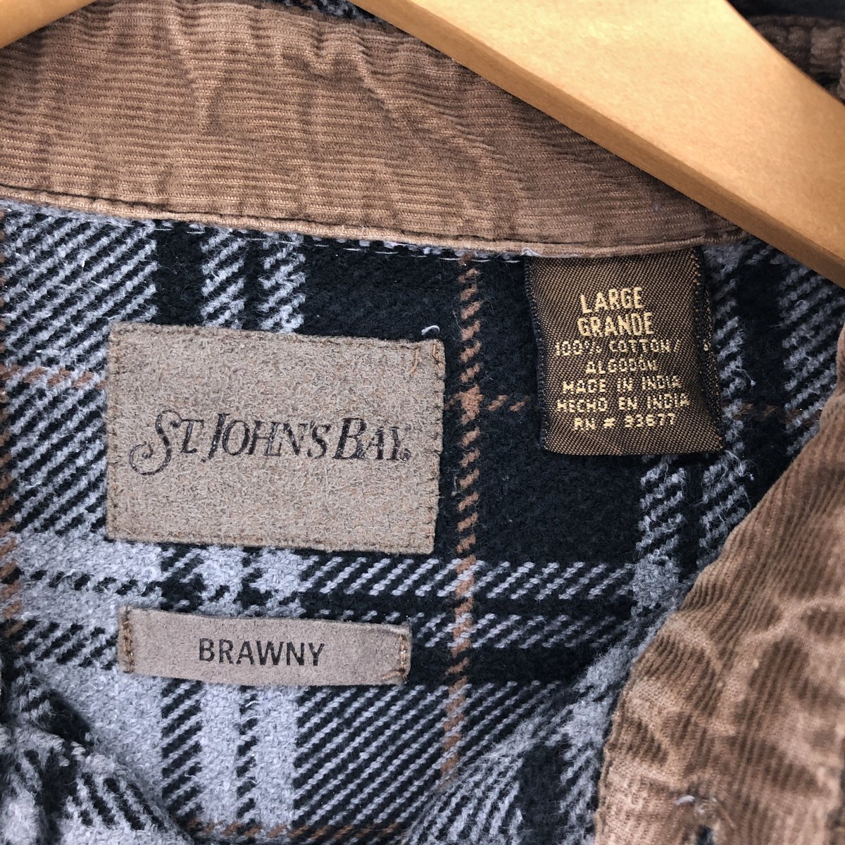 00'S ST JOHN'S BAY ombre check long sleeve heavy flannel