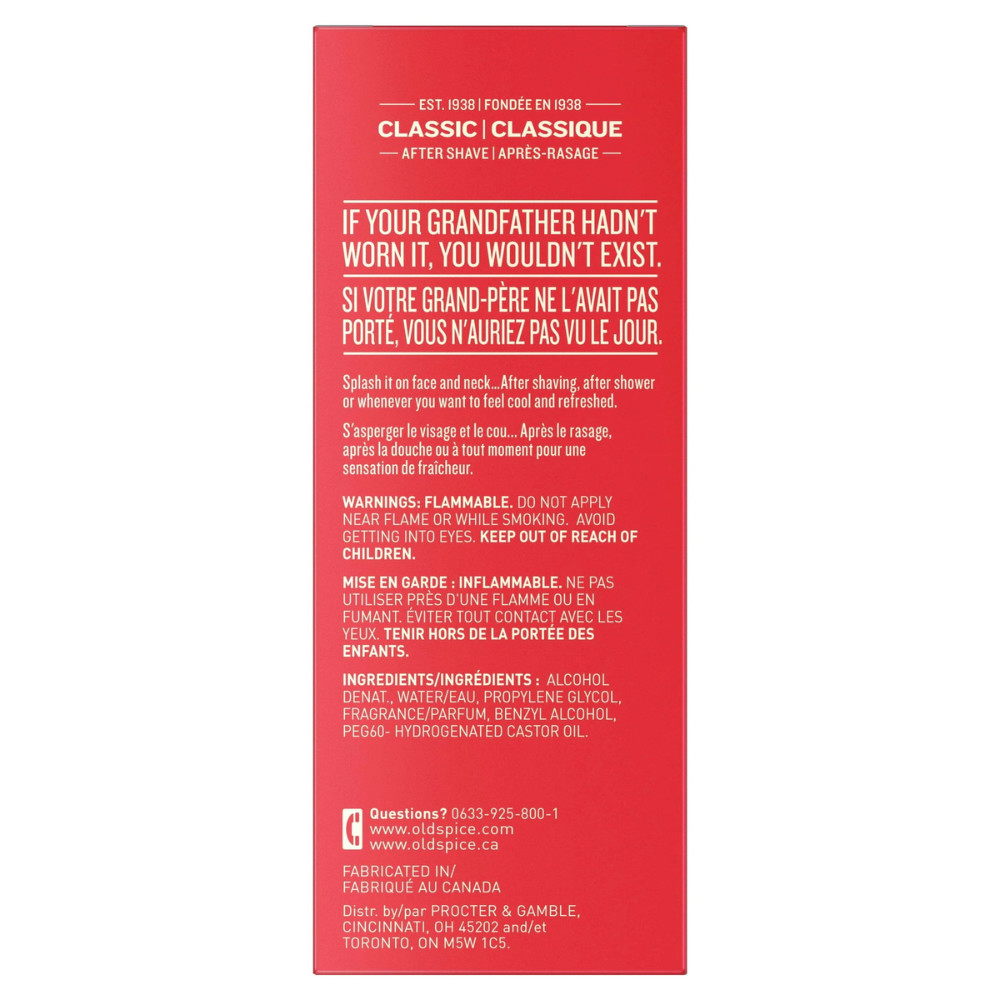 New Old Spice Classic Liquid Aftershave for Male, Classic Scent, 6.37 oz, 2 PACK