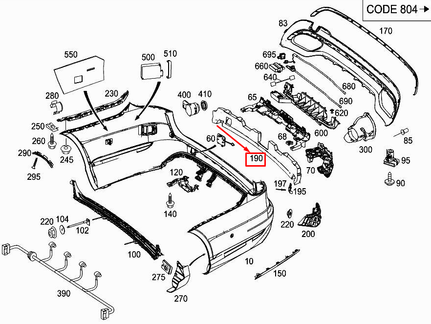 MERCEDES-BENZ E W212 Rear Bumper Central Impact Absorber A2128852537