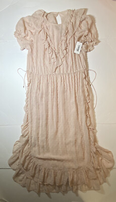 NWT Ulla Johnson Sz 10 Dusty Rose Silk Blend Clotilde Swiss Dot Dress Boho $530