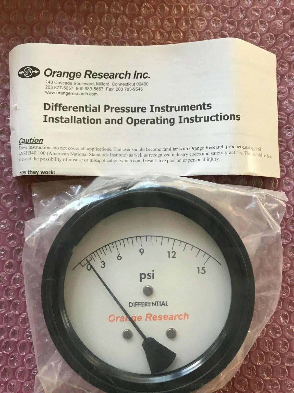 ORANGE RESEARCH DIFFERENTIAL PRESSURE GAUGE 1201 *NEW IN BOX" eBay