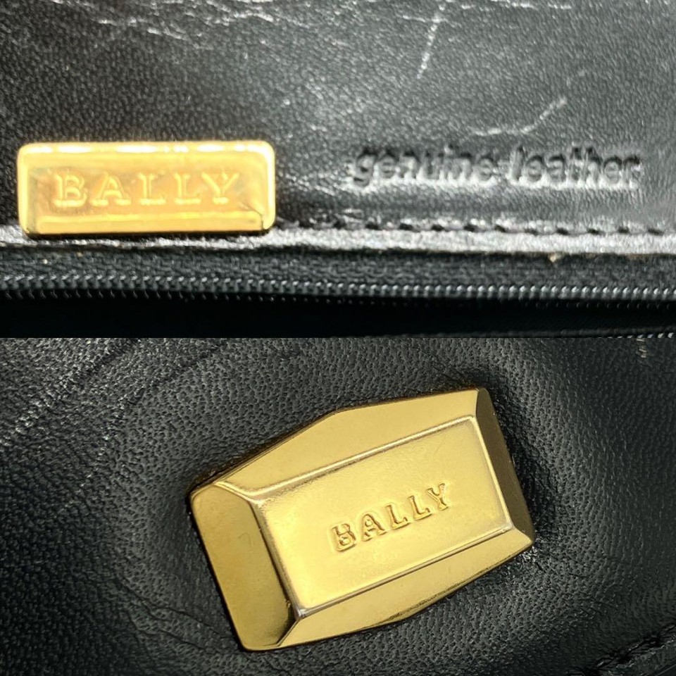 Bally 2Way Bag Handbag Gold Hardware Leather Black eBay