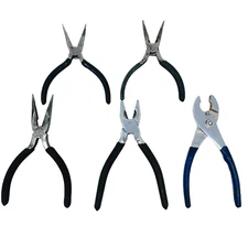 5 Pc Insulated Combination Long Nose Diagonal Wire Cable Side Cutting Pliers Set