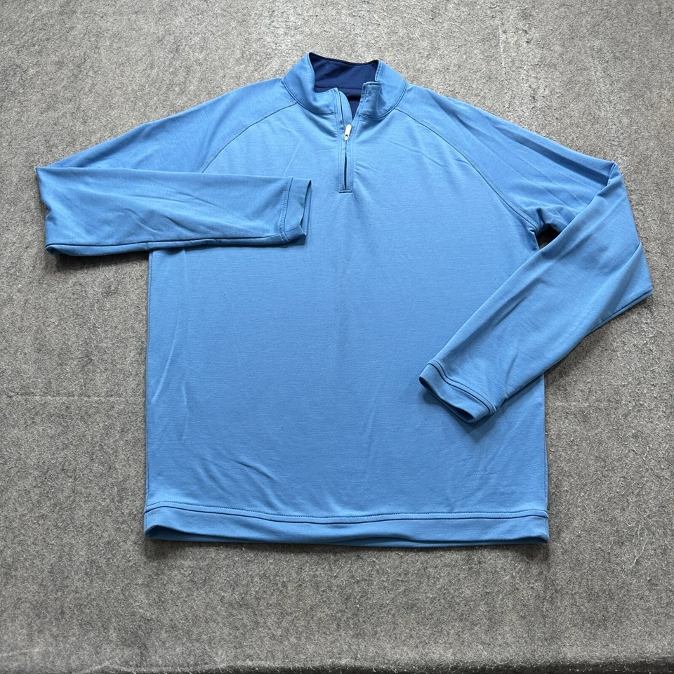 Peter Millar 1/4 Zip Pullover Men M Blue Seaside Golf Stretch Coast Terry - Image 2 of 4