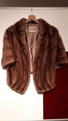 Pelz Mantel mit Schal Stola Bolero Fell Kragen Mütze Fellschal