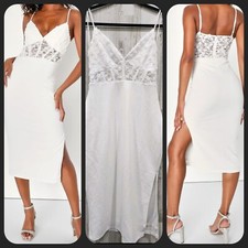 LULUS Lavish Romance White Lace Floral Bustier Bodycon Midi Dress Size XL**NWOT*