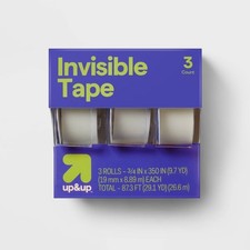 3pk Invisible Tape Clear Tape, 0.75" Width, 350" Length