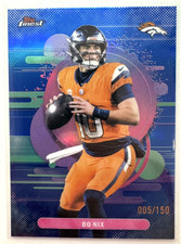 Bo Nix 2025 Topps Finest #130 Uncommon Blue Refractor /150 Denver Broncos