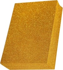 Gold Sticky Glitter Foam Sheets, 10 Packs Self-Adhesive Craft Paper