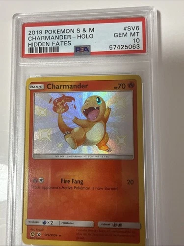 2019 Pokemon Sun & Moon Hidden Fates Shiny Charmander #SV6 PSA 10 GEM MINT
