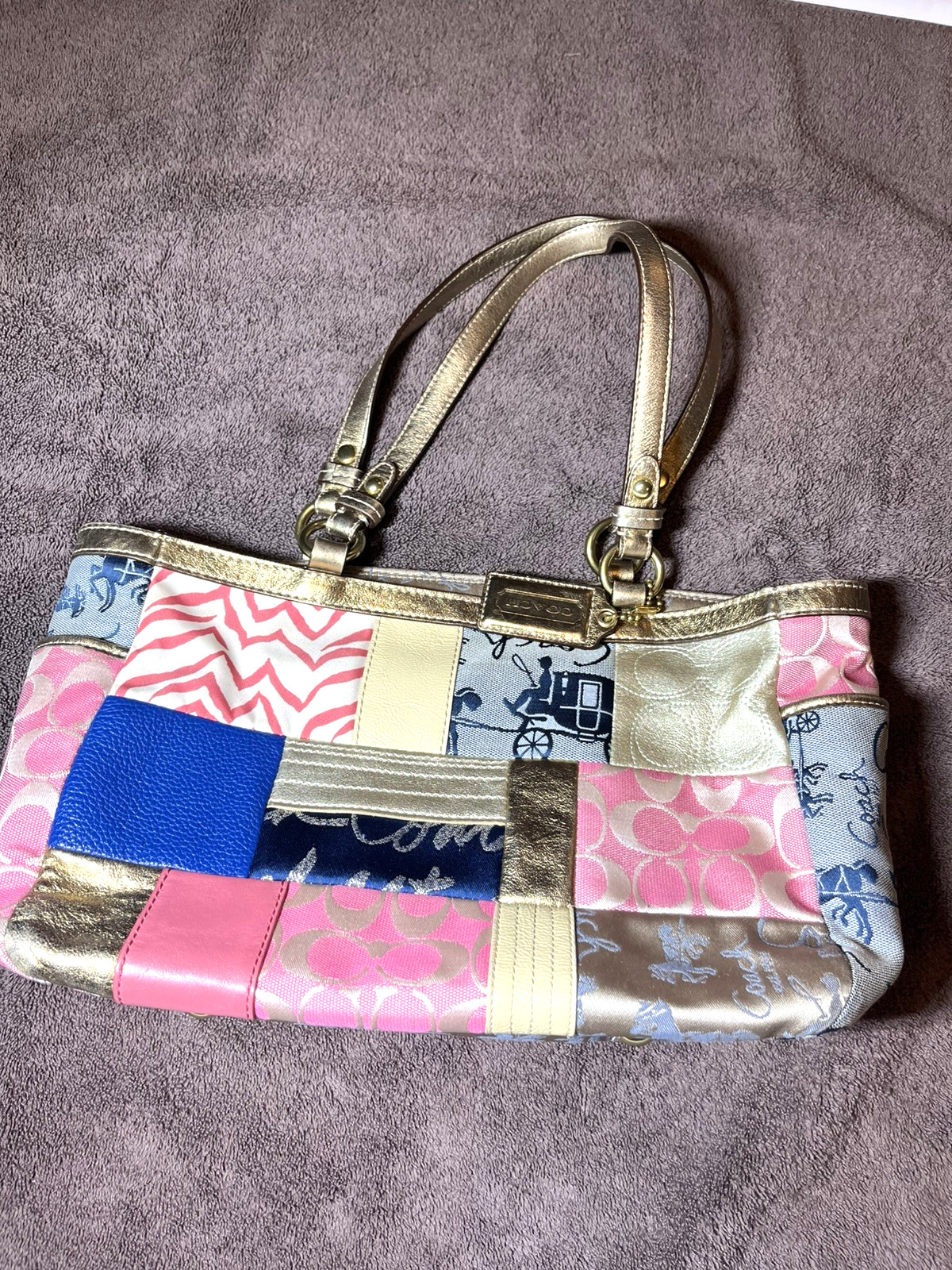 Pristine Coach Colorful Patchwork Anniversary Tot… - image 3